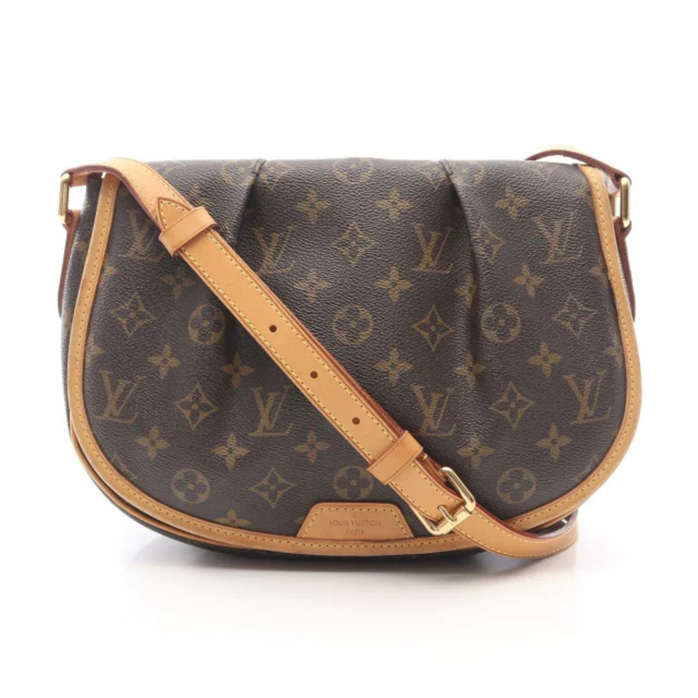 Louis Vuitton Menilmontant Shoulder Bag Canvas Leather Monogram Brown